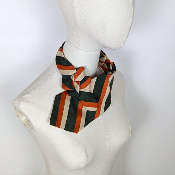 Ogsplosh Green, Orange And Cream Striped Casual Ascot Tie For Men And Women. NEW - Picture 5 of 8